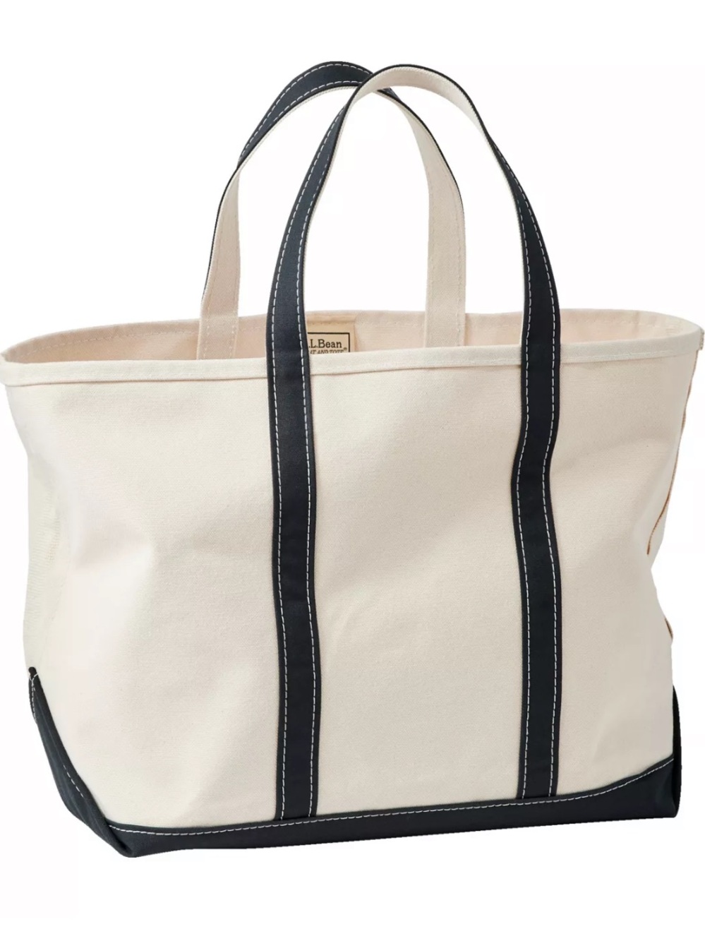 L.L.Bean Boat and Tote, Open-Top (Long Handle) Canvas Embroidered Tote